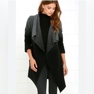 BB Dakota Black, Silver, and Grey Wrap Coat